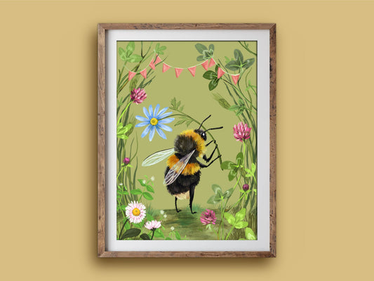 Anna Seed Art | Art Print - Bumblebee - Cute illustration, wall art