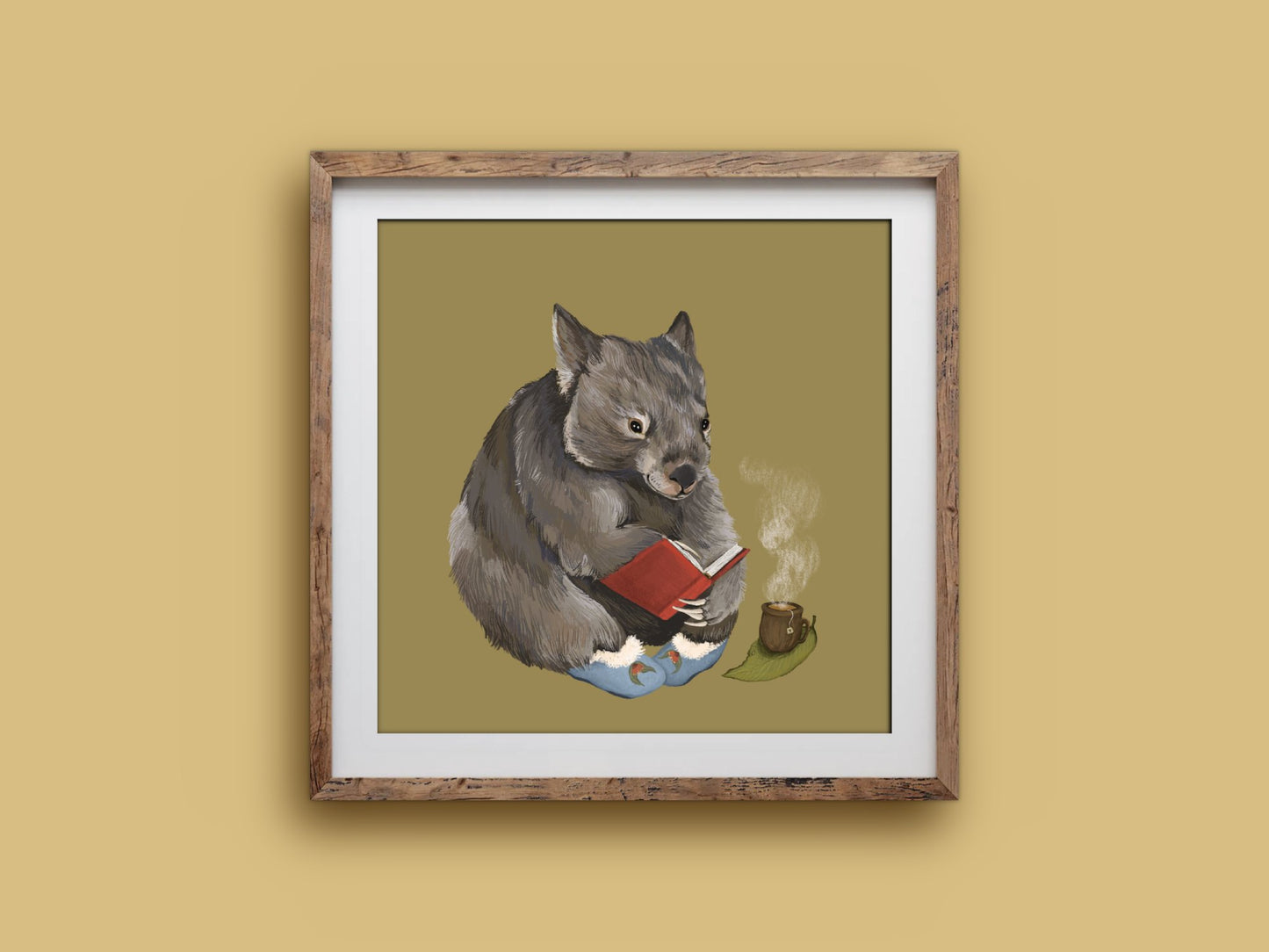 Anna Seed Art | Art Print - Cosy Wombat - Cute illustration, wall art