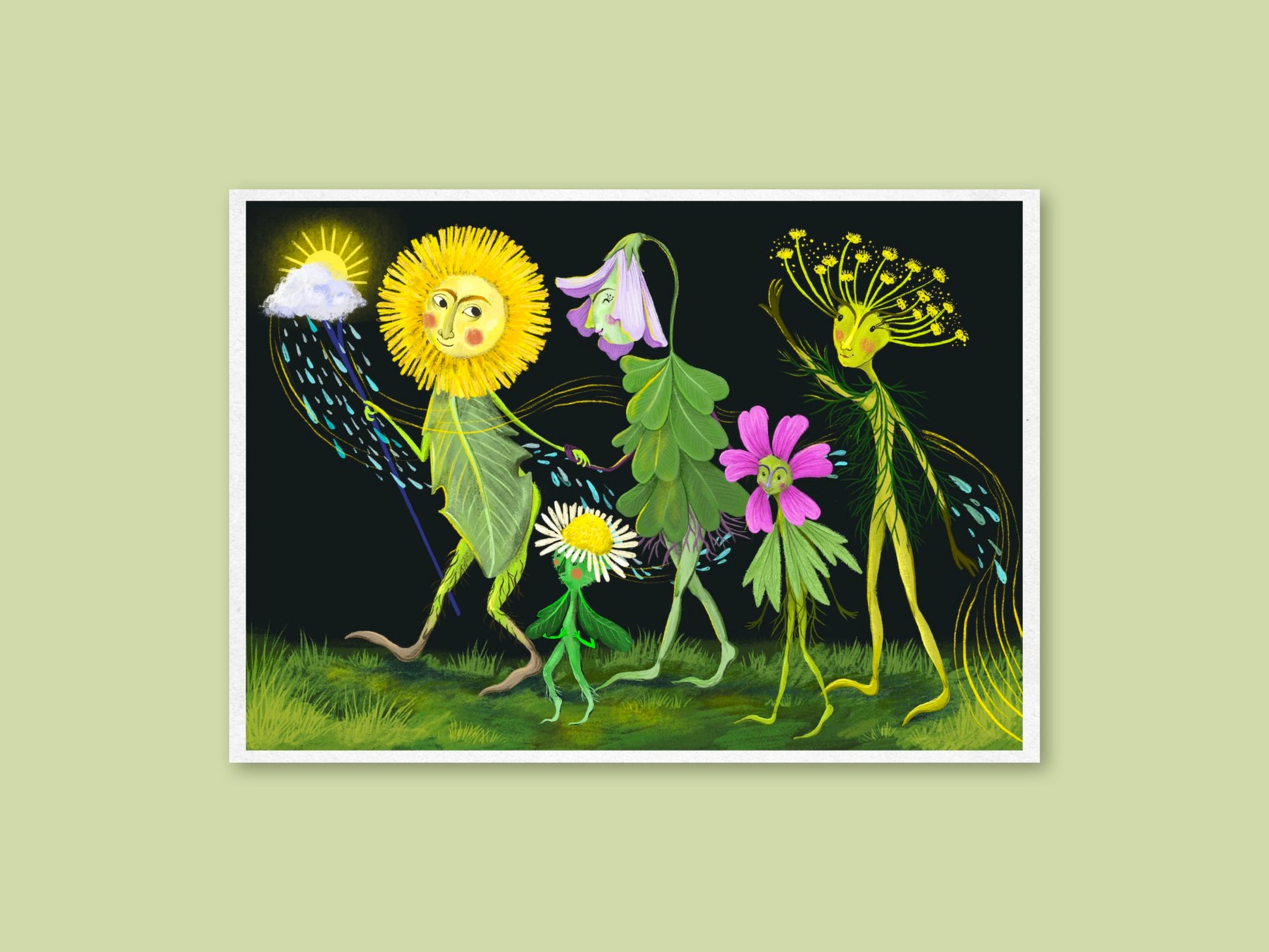 Anna Seed Art | Art Print - Flower Parade - Whimsical, imaginative illustration -