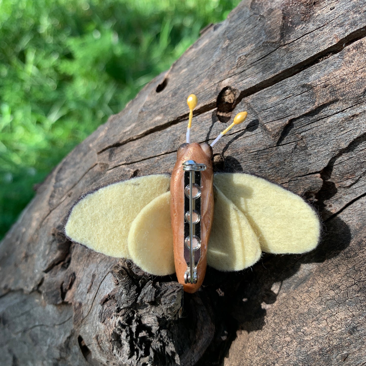 Anna Seed Art | Brooch - Moth. Handmade Polymer Clay Brooch