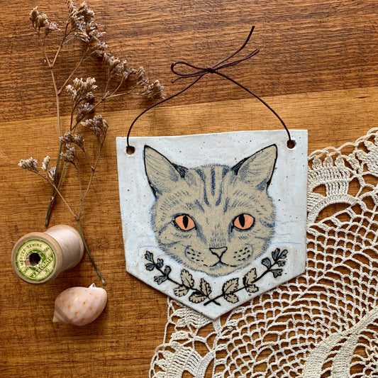 Tabby Cat - Ceramic Hanging Pennant