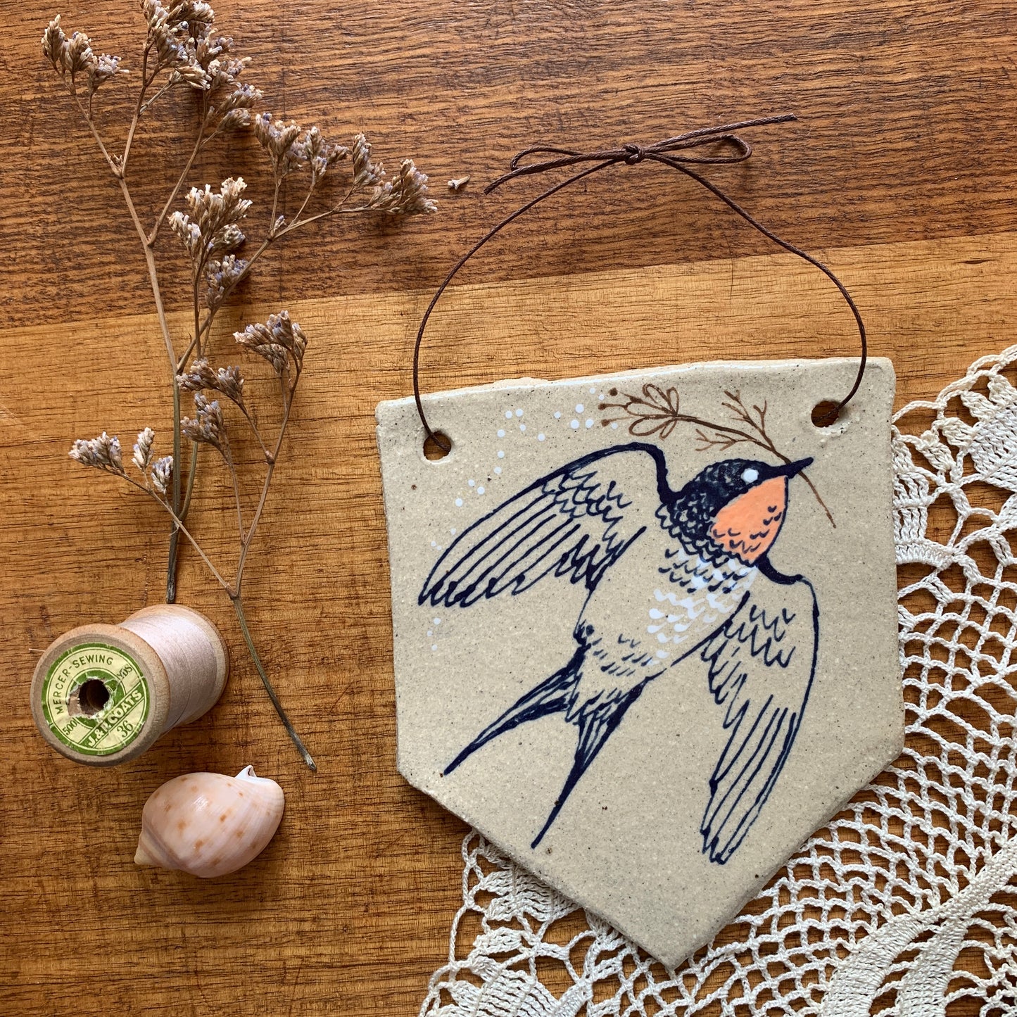 Swallow Bird - Ceramic Hanging Pennant