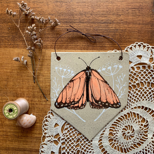 Monarch Butterfly - Ceramic Hanging Pennant