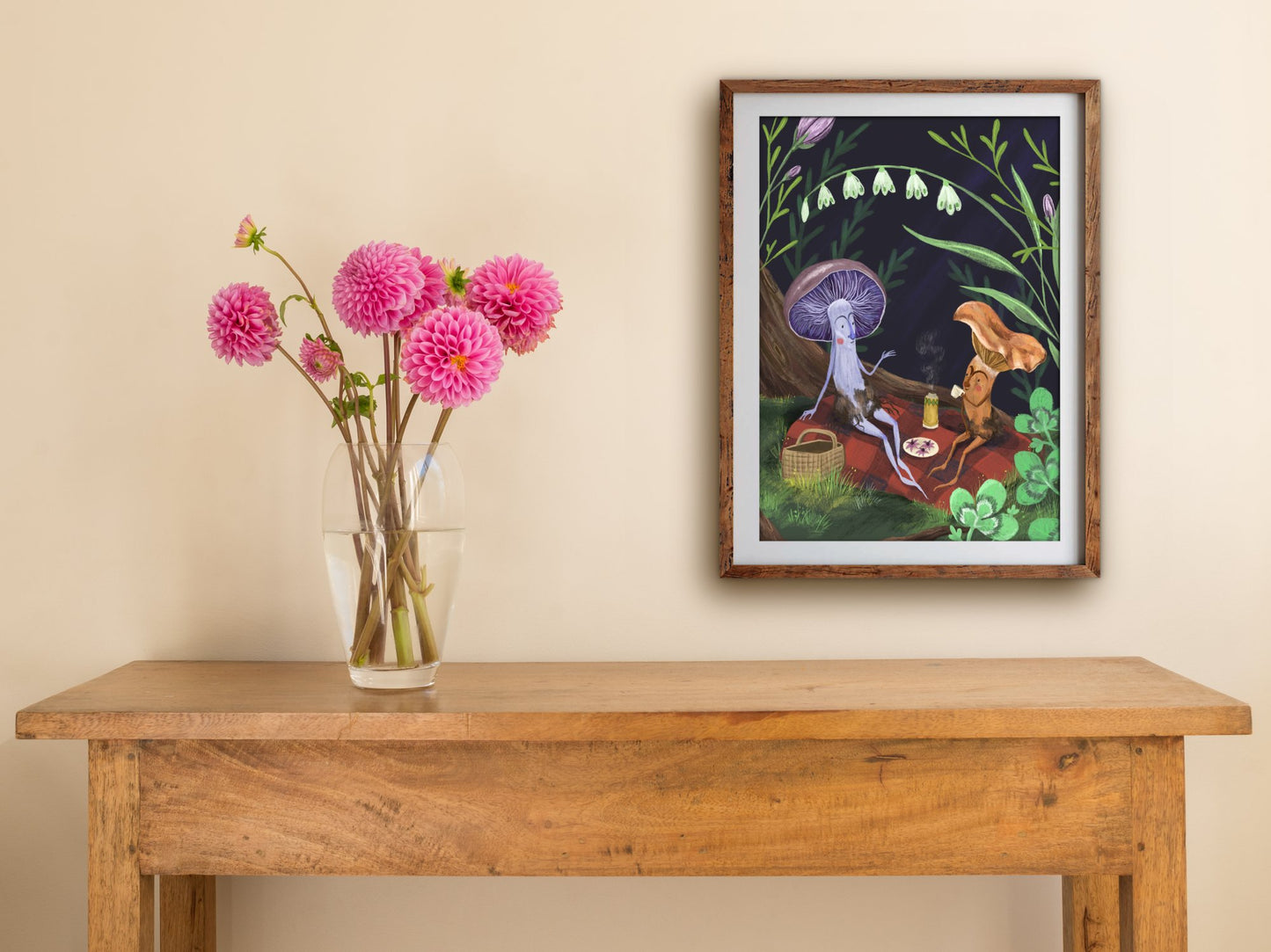 Anna Seed Art | Art Print - Mushroom Picnic - Whimsical illustration, wall art