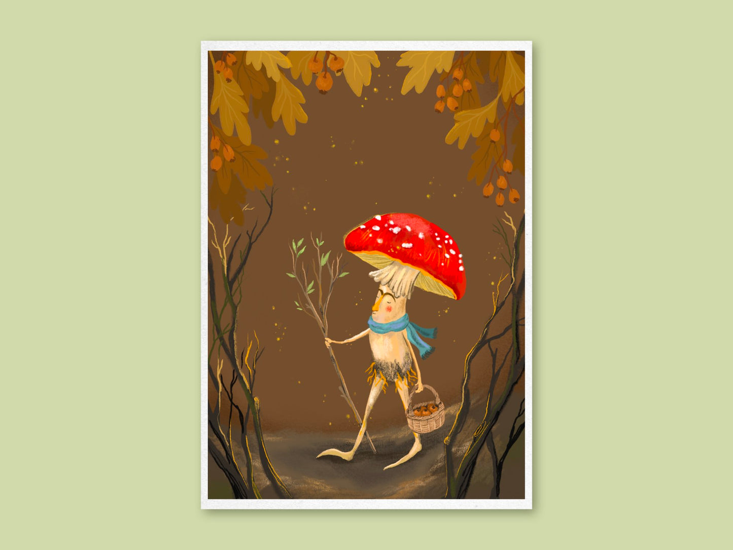 Anna Seed Art | Art Print - Mushroom Wanderer - Cute illustration, wall art