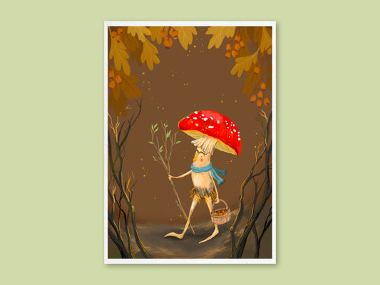 Anna Seed Art | Art Print - Mushroom Wanderer - Cute illustration, wall art