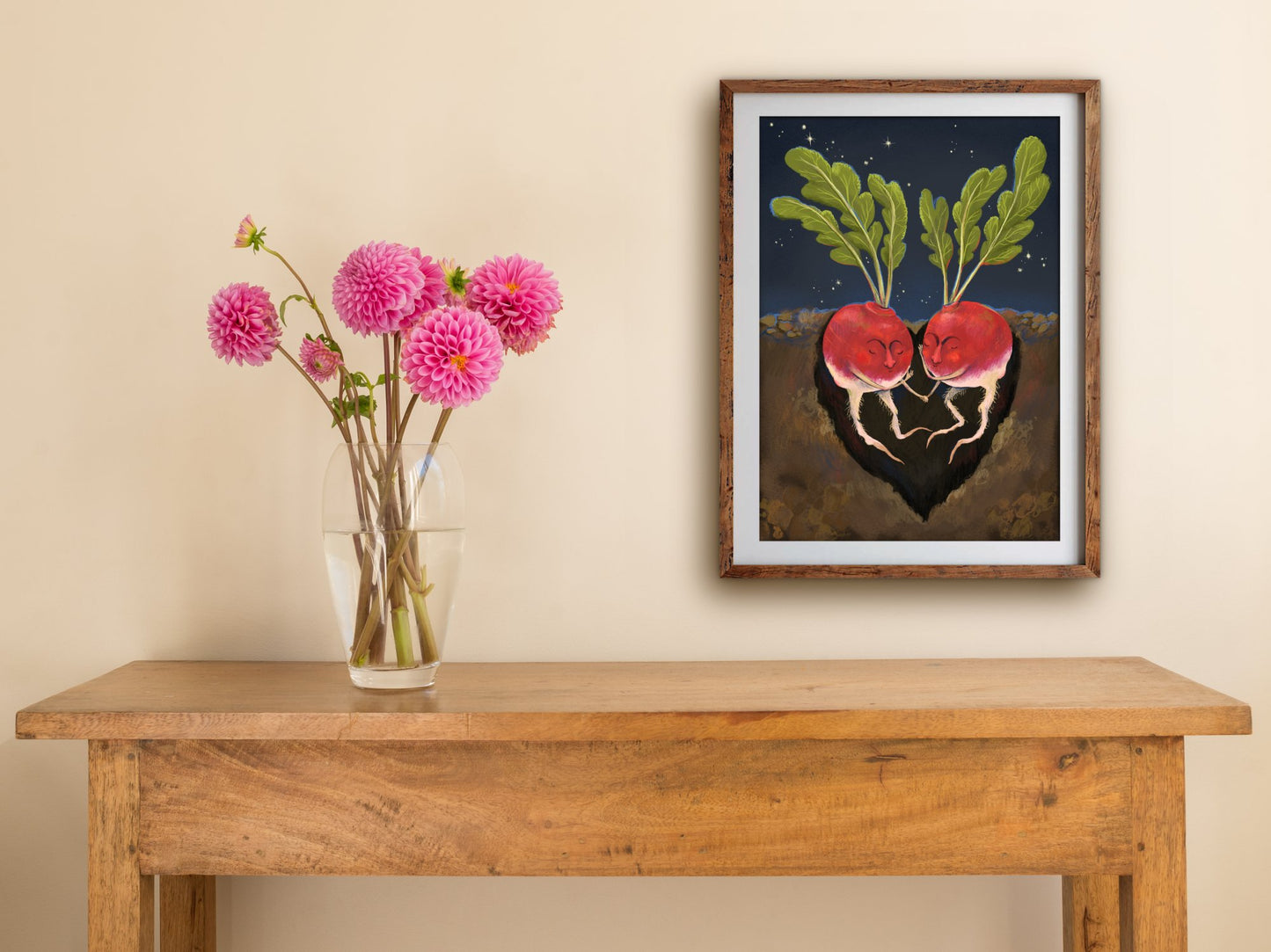 Anna Seed Art | Art Print - Radish Cuddles - Whimsical illustration, wall art