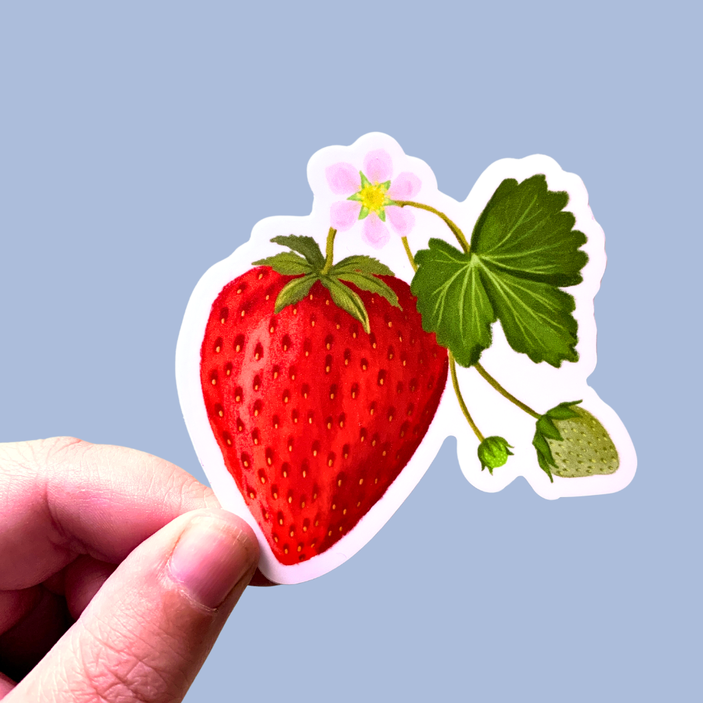 Sticker - Strawberry - Matte waterproof vinyl