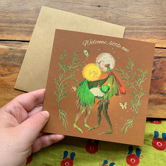 Anna Seed Art | Occasion Card - Welcome, little one. Cute flower illustration