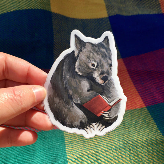 Anna Seed Art | Sticker - Reading Wombat - Matte Waterproof Vinyl