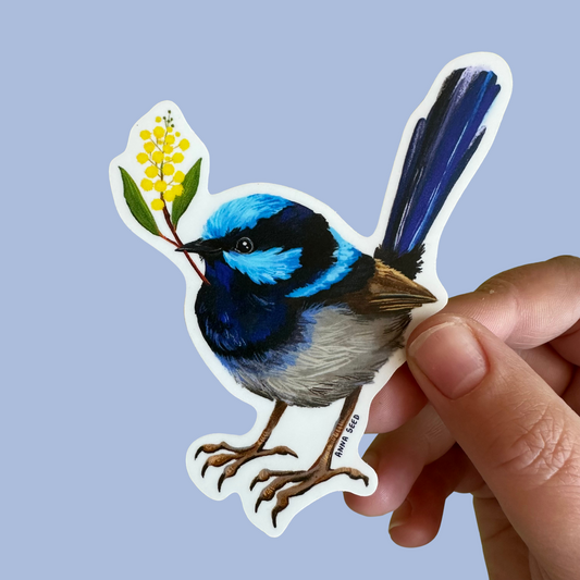 Sticker - Fairy Wren - Matte waterproof vinyl