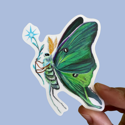 Sticker - Luna Moth -  Matte waterproof vinyl