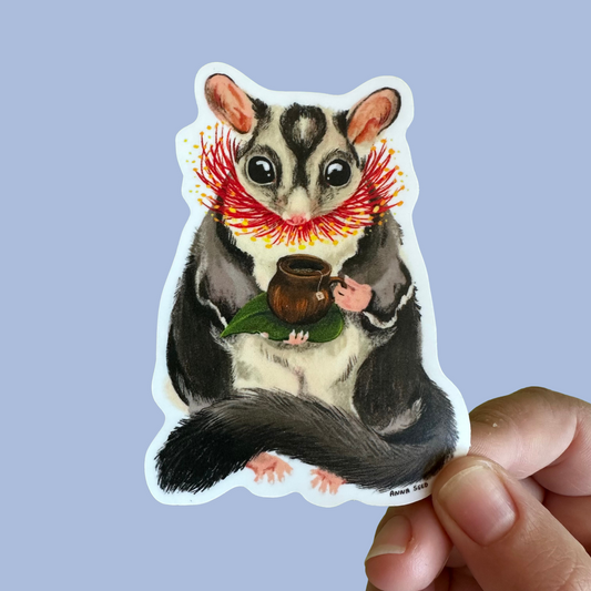 Sticker - Sugar Glider Teatime - Matte waterproof vinyl