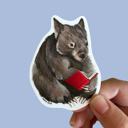 Sticker - Reading Wombat - Matte Waterproof Vinyl