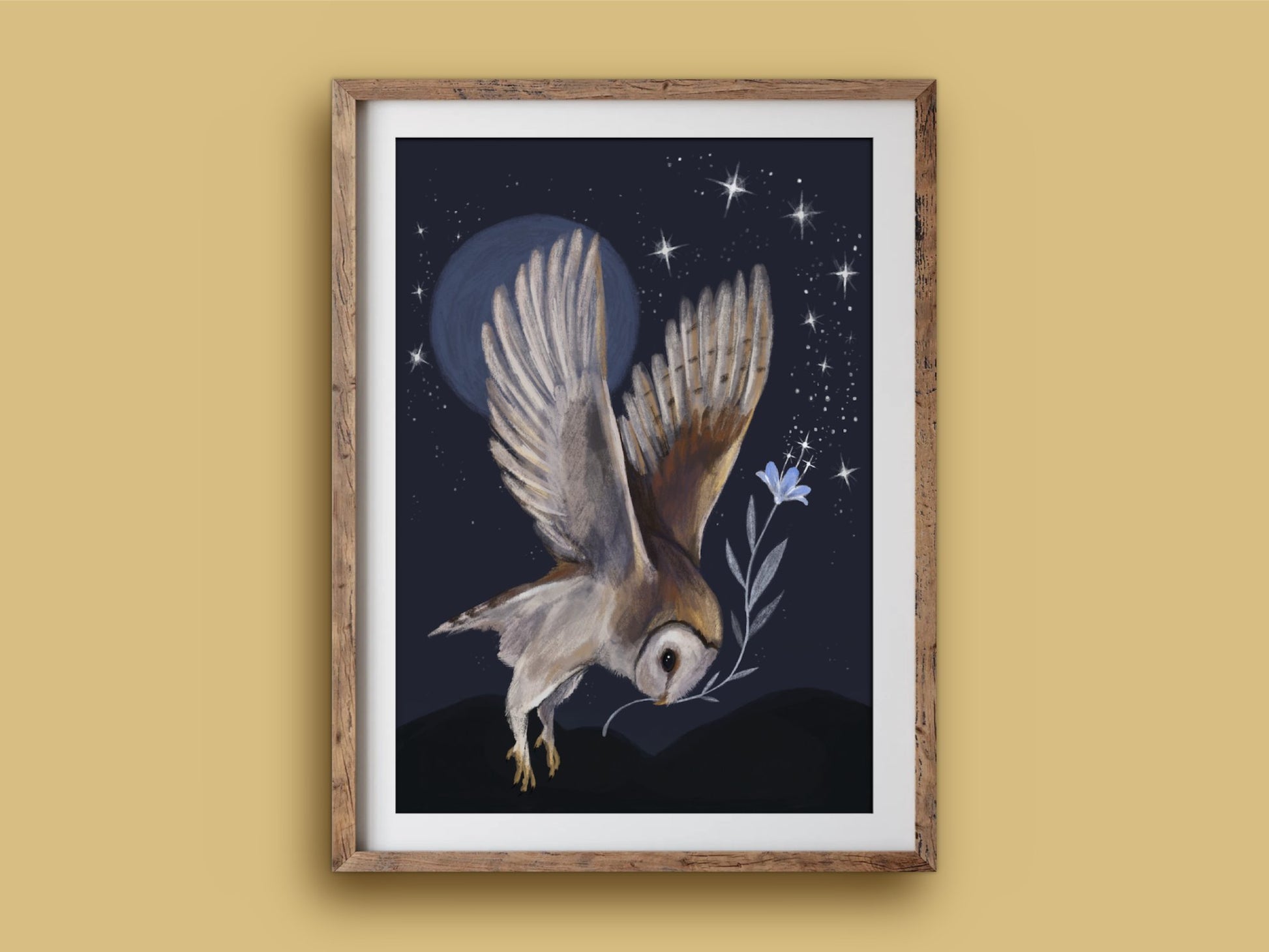 Anna Seed Art | Art Print - Barn Owl in Flight - Beautiful fantasy illustration, wall art