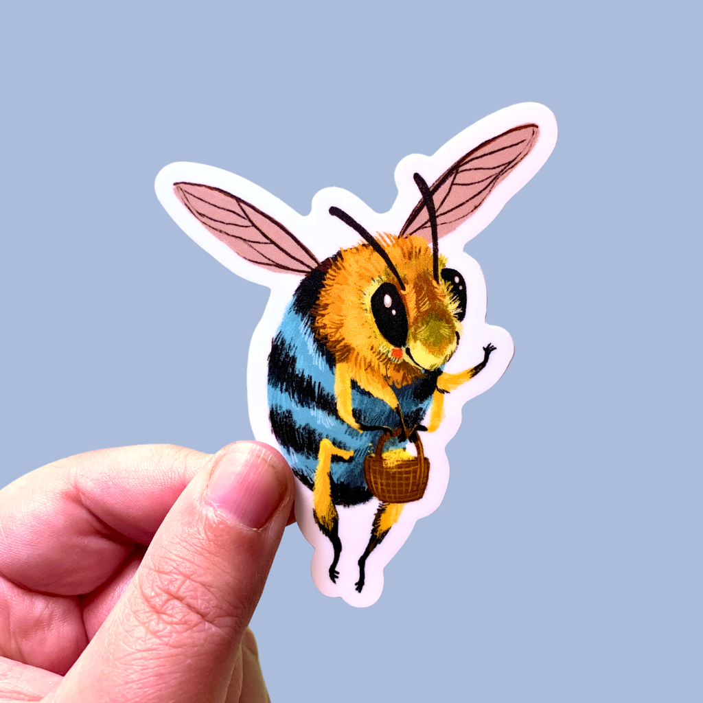 Sticker - Blue-Banded Bee - Matte waterproof vinyl