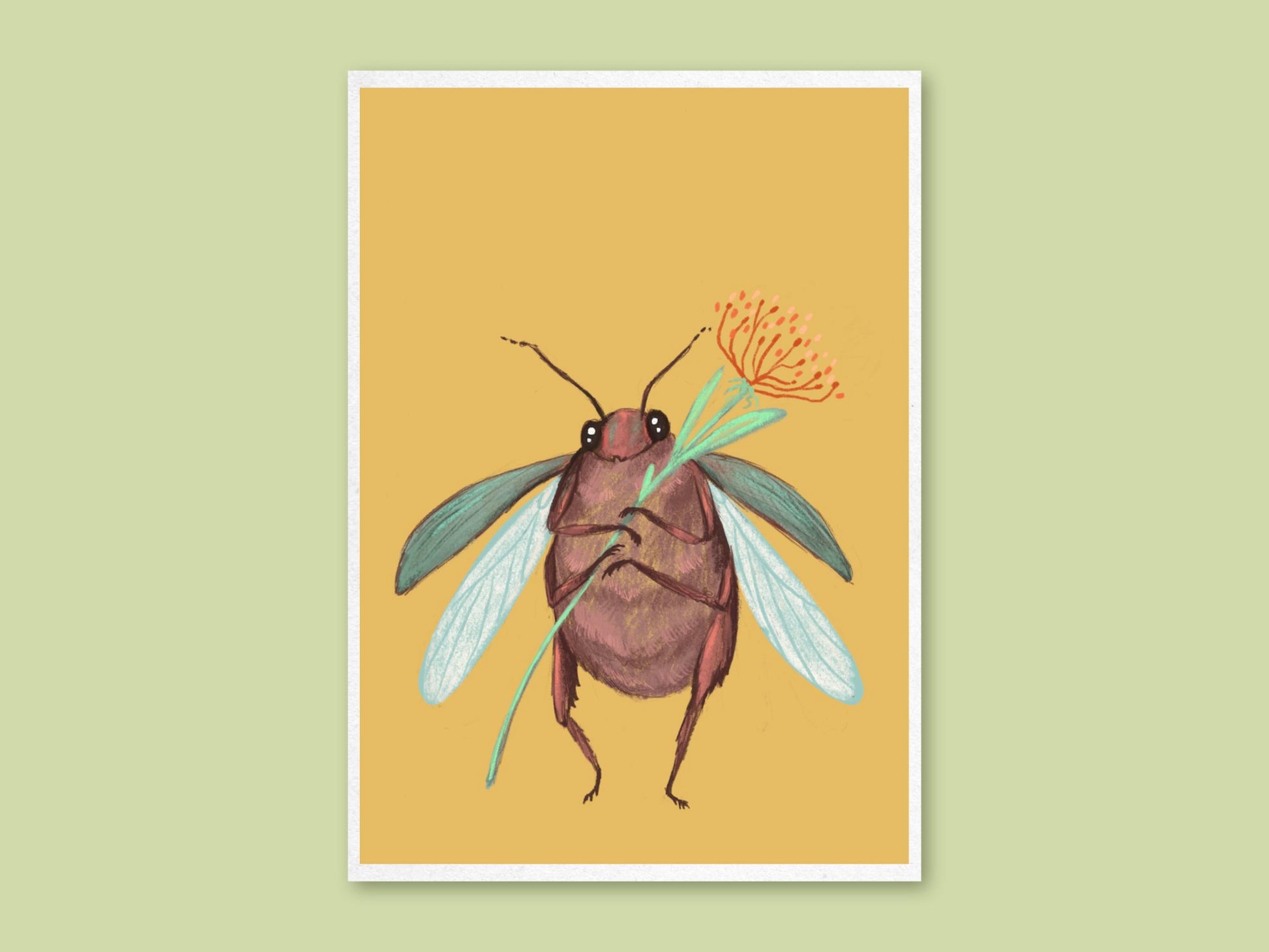 Anna Seed Art | Art Print - Cute Beetle - Fun illustration, wall art