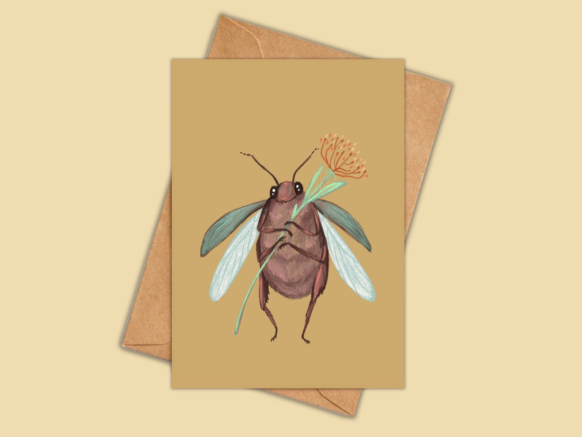 Anna Seed Art | Greeting Card - Cute Beetle. Fun illustration