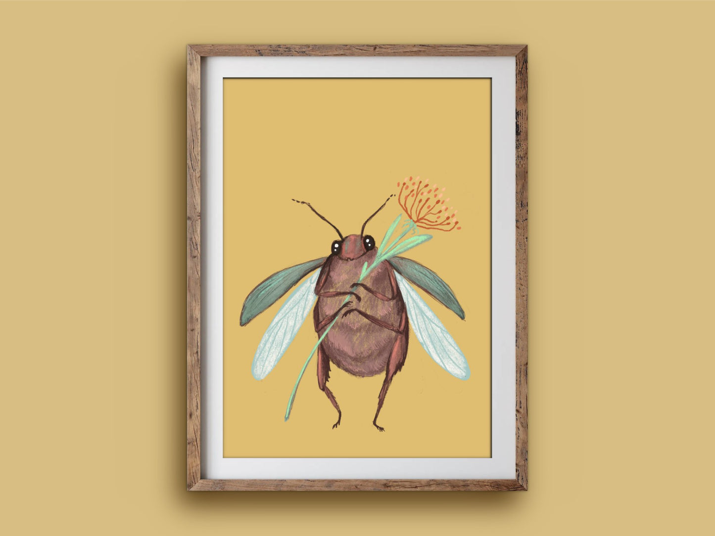 Anna Seed Art | Art Print - Cute Beetle - Fun illustration, wall art