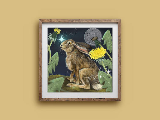 Anna Seed Art | Art Print - Hare's Magic - Whimsical illustration, wall art
