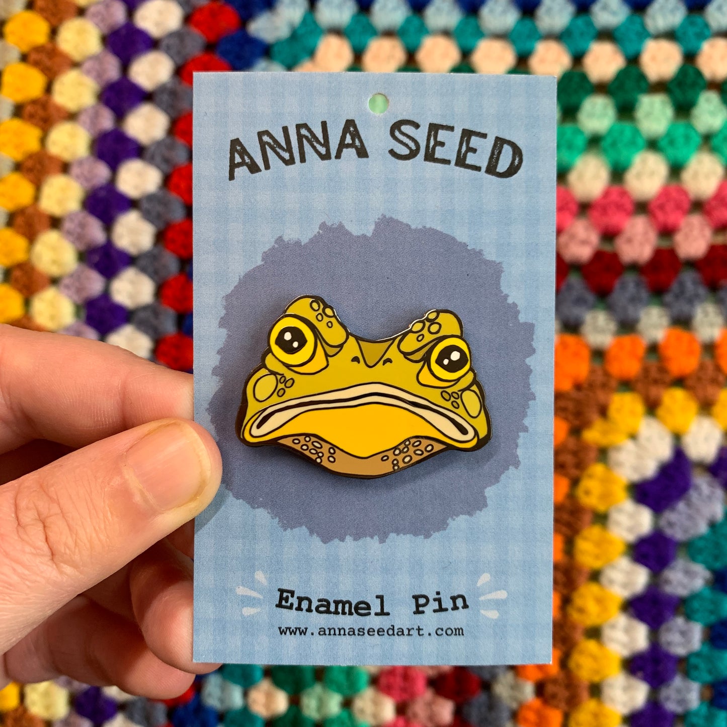 Anna Seed Art | Enamel Pin - Gustav the Grumpy Toad - Cute funny pin brooch