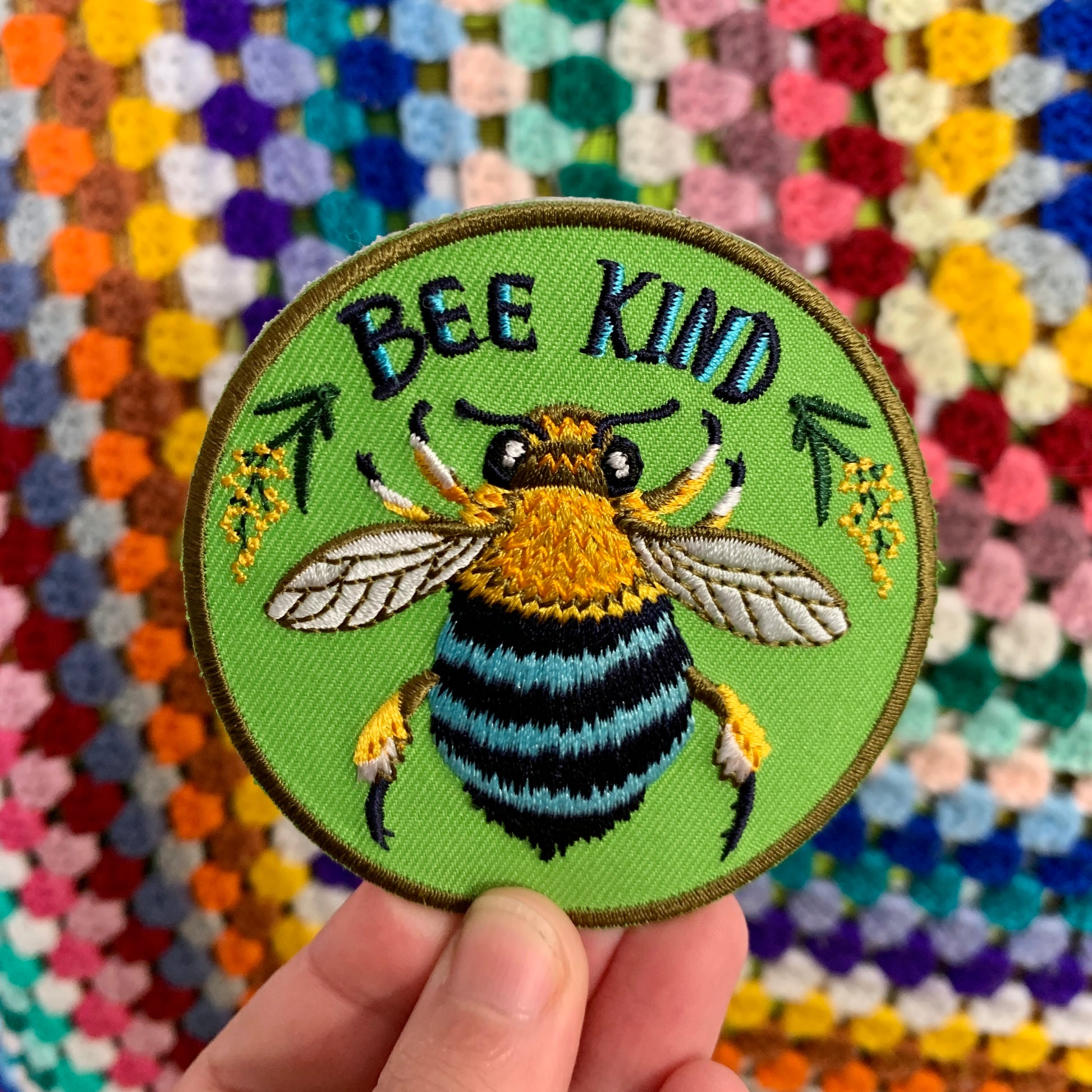 Anna Seed Art | Iron-On Patch - Bee Kind - Cute fabric patch