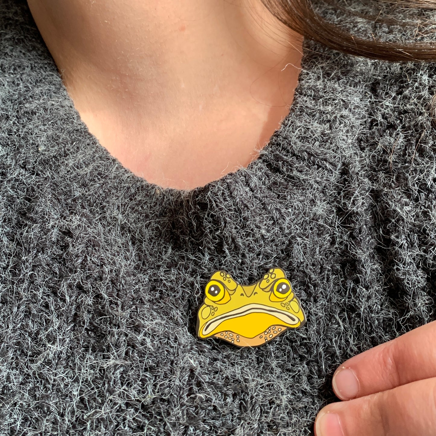 Anna Seed Art | Enamel Pin - Gustav the Grumpy Toad - Cute funny pin brooch
