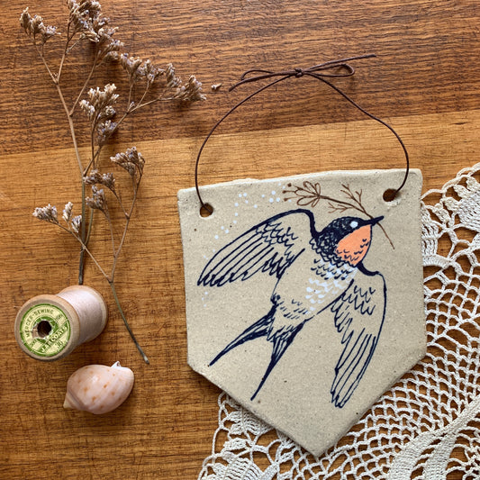 Swallow Bird - Ceramic Hanging Pennant