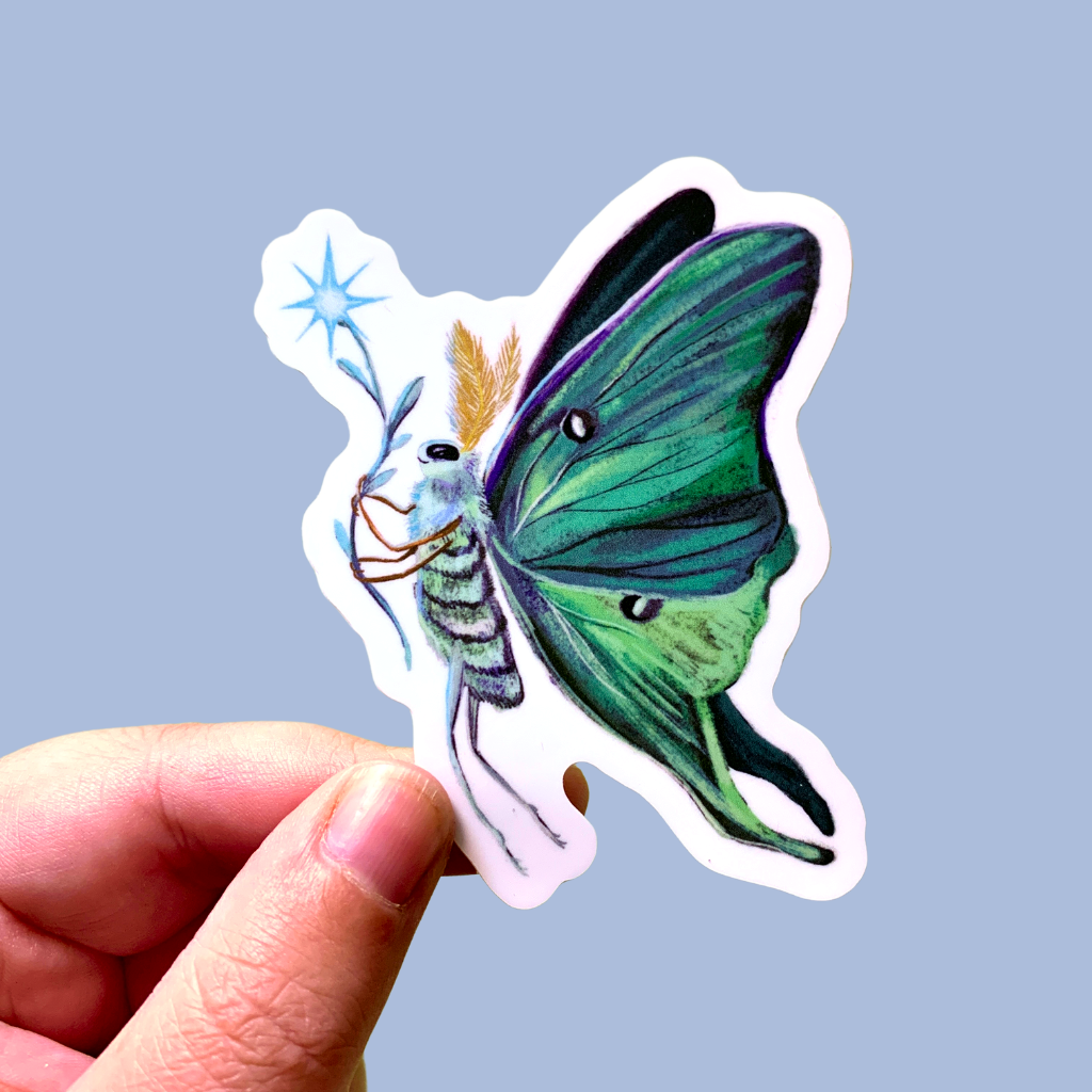 Sticker - Luna Moth -  Matte waterproof vinyl