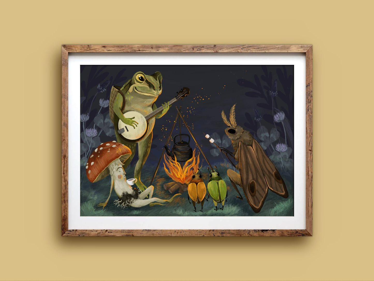 Anna Seed Art | Art Print - Campfire - Whimsical, cosy illustration, wall art -