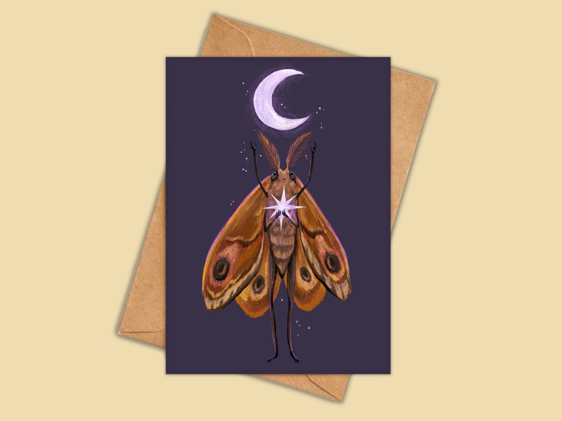 Anna Seed Art | Greeting Card - Moth's Dream. Cute illustration