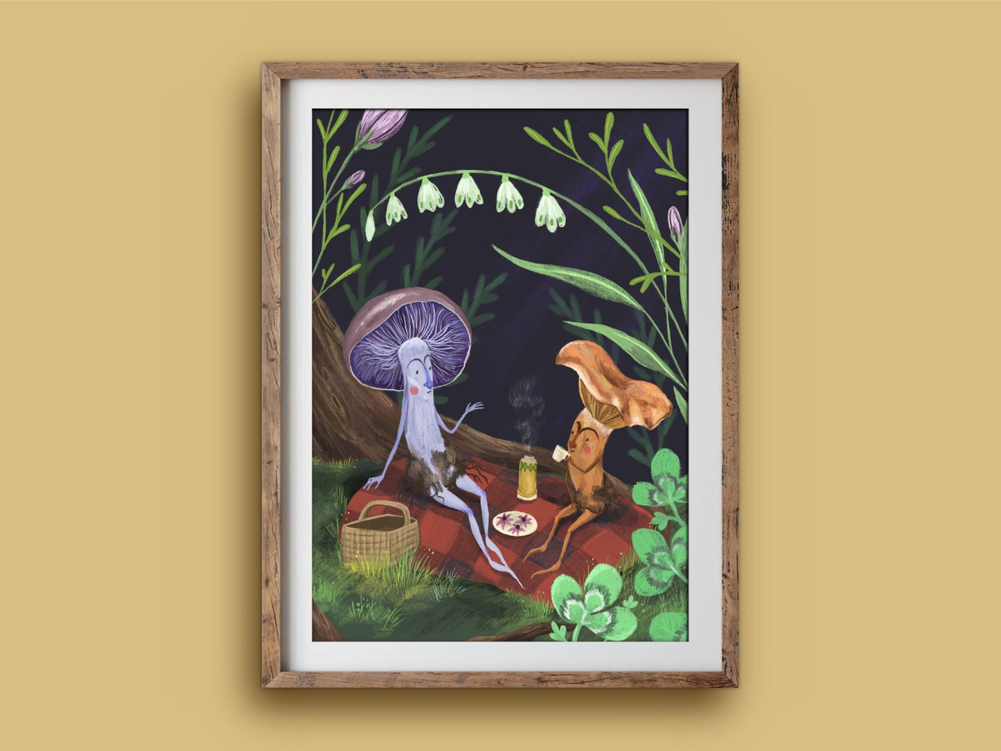Anna Seed Art | Art Print - Mushroom Picnic - Whimsical illustration, wall art