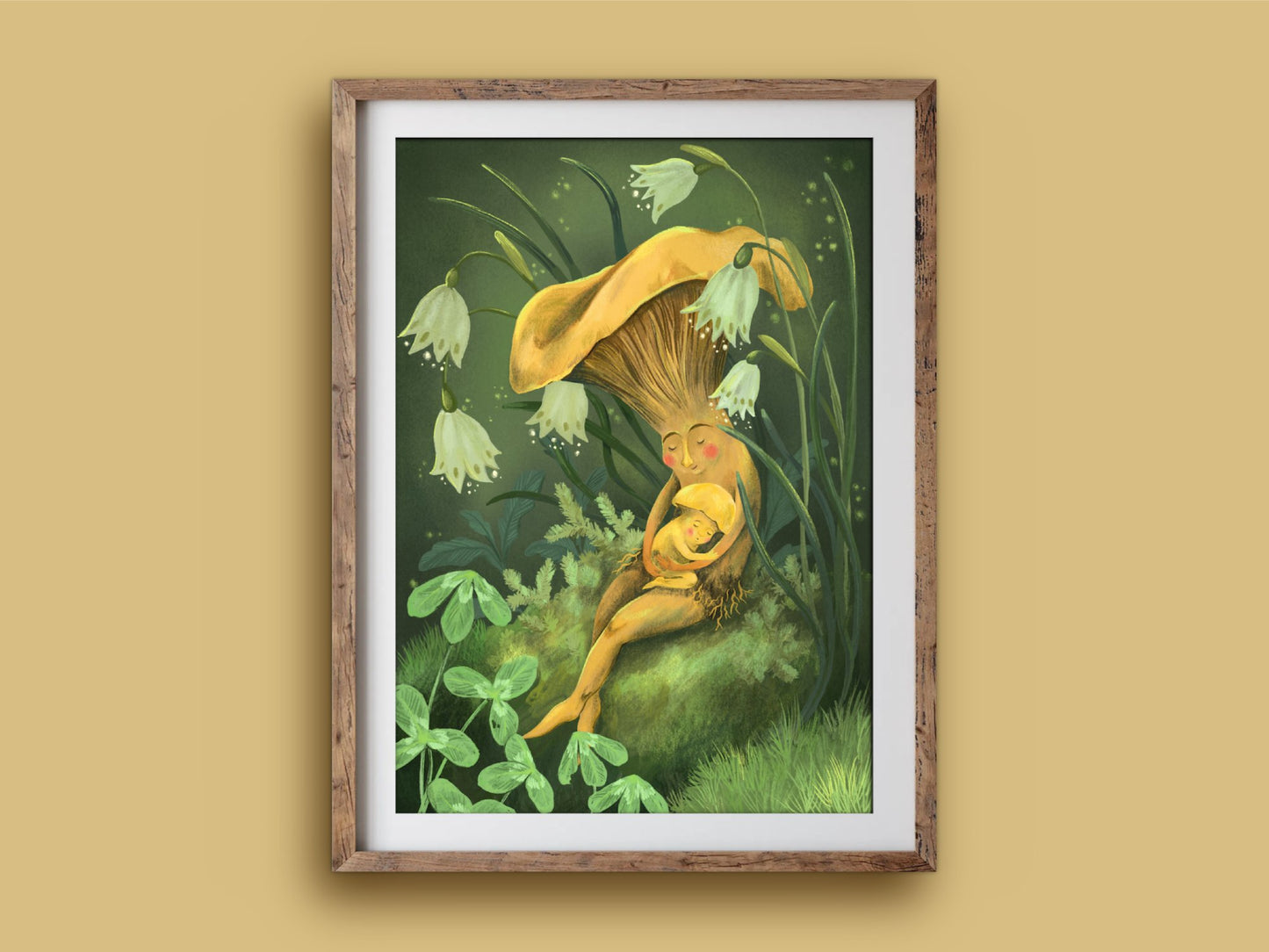 Anna Seed Art | Art Print - Mushroom Snuggles - Sweet illustration, wall art