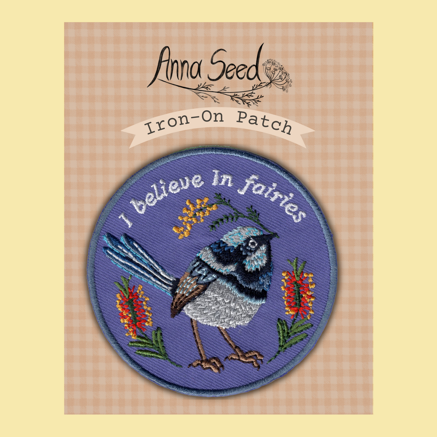 Iron-On Patch - Fairy Wren - Cute fabric patch