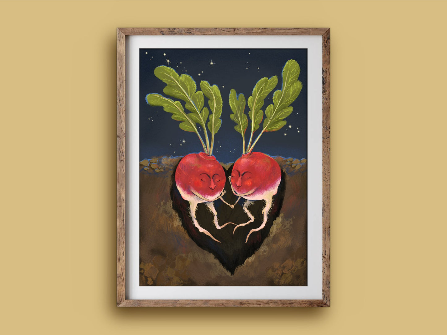 Anna Seed Art | Art Print - Radish Cuddles - Whimsical illustration, wall art