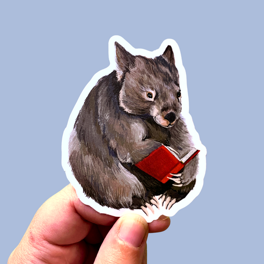 Sticker - Reading Wombat - Matte Waterproof Vinyl