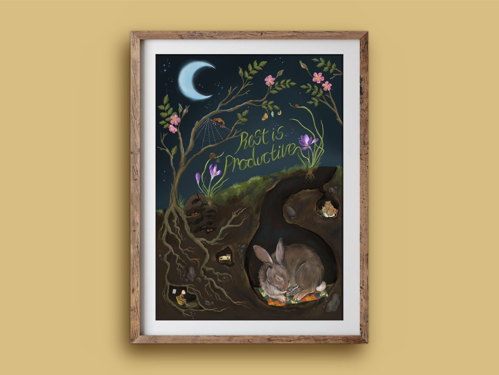 Anna Seed Art | Art Print - Rest is Productive - Whimsical, inspirational illustration, wall art