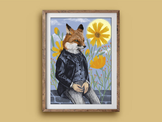 Anna Seed Art | Art Print - Sir Fox - Fun vintage-style illustration, wall art