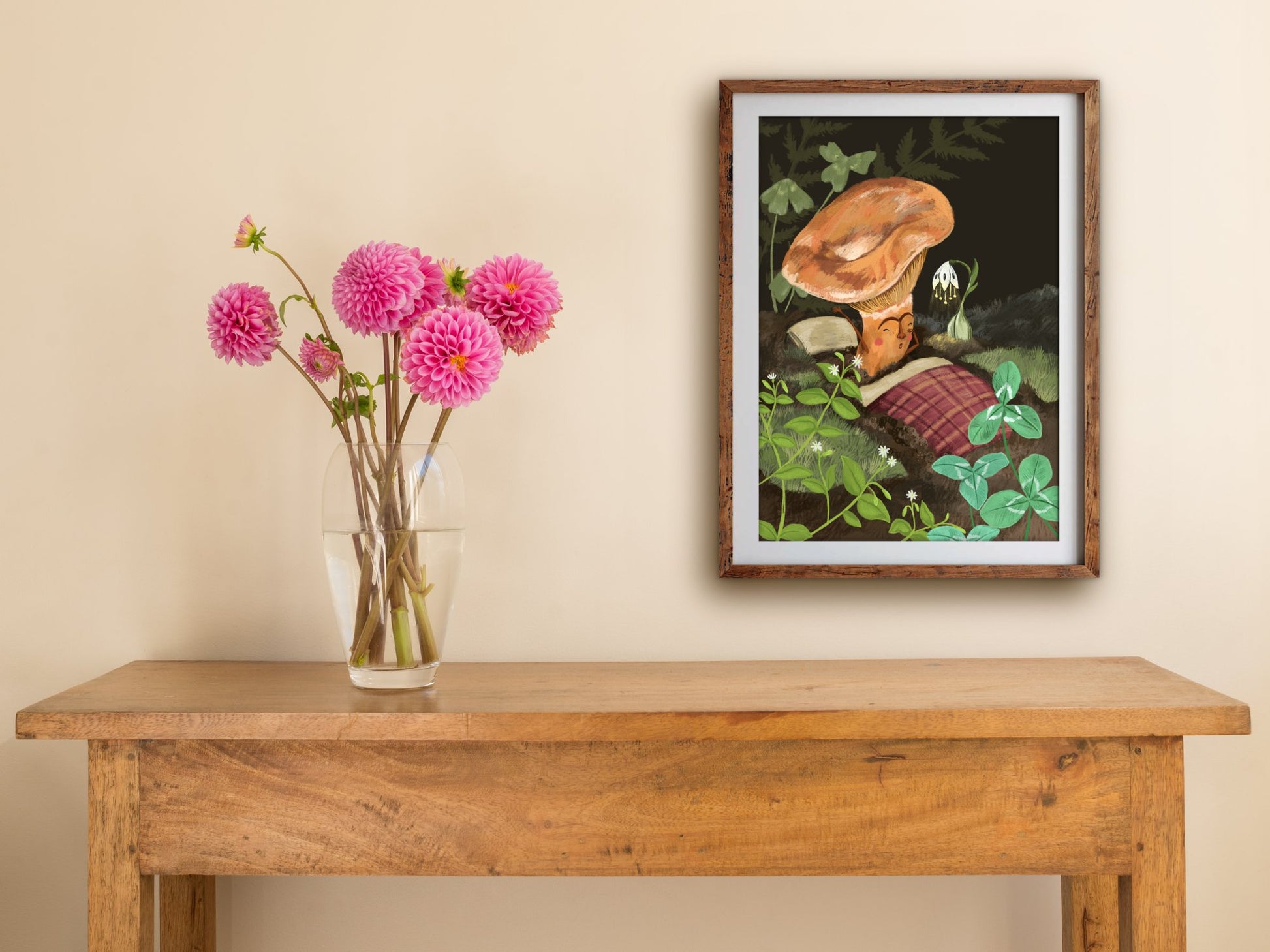 Anna Seed Art | Art Print - Sleepy Mushroom - Whimsical illustration, wall art
