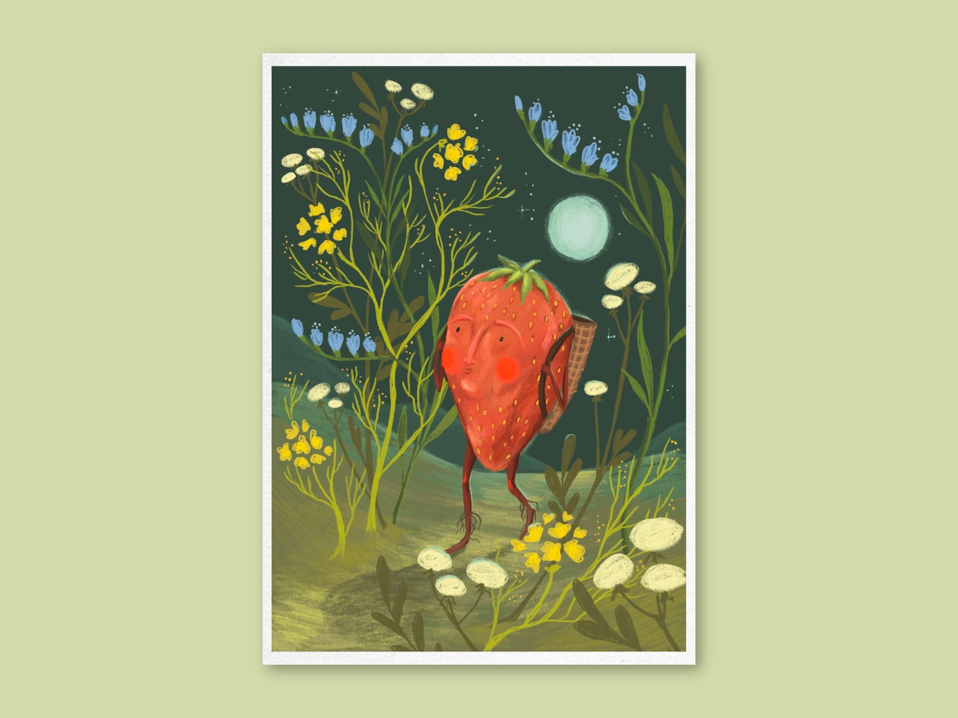 Anna Seed Art | Art Print - Strawberry Adventurer - Fun illustration, wall art