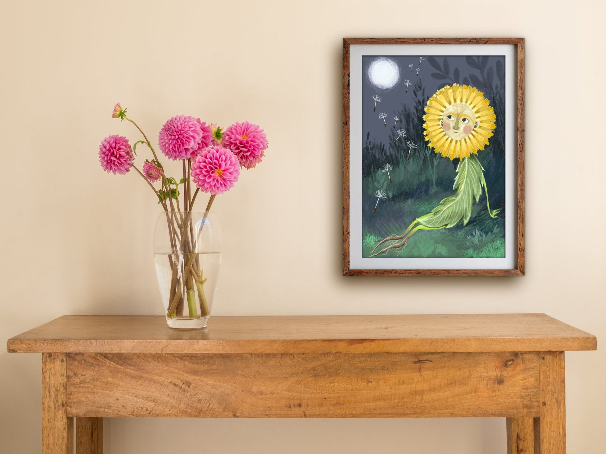 Anna Seed Art | Art Print - Thoughtful Dandelion - Fantasy botanical illustration, wall art