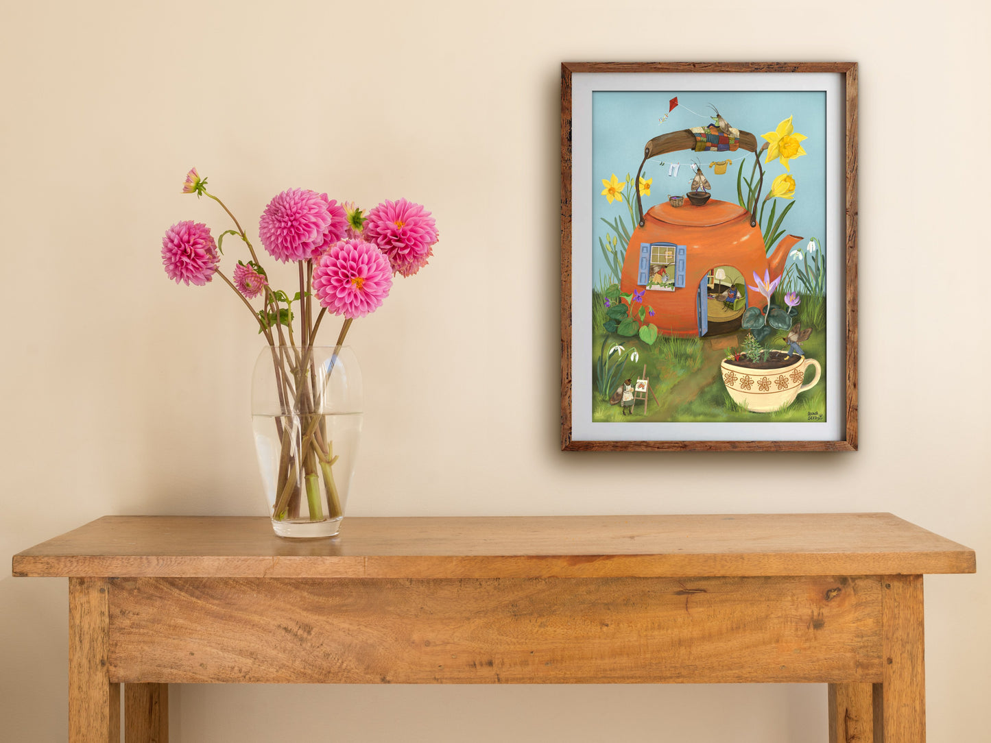 Art Print - Teapot Cottage - Cute illustration, wall art