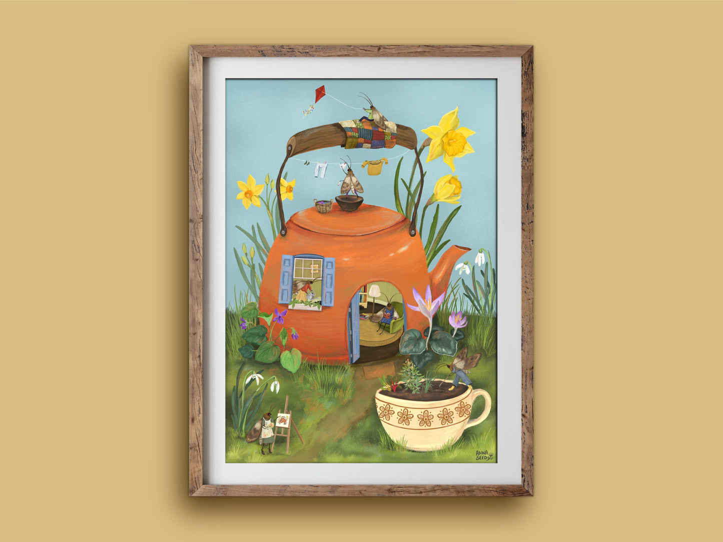 Art Print - Teapot Cottage - Cute illustration, wall art