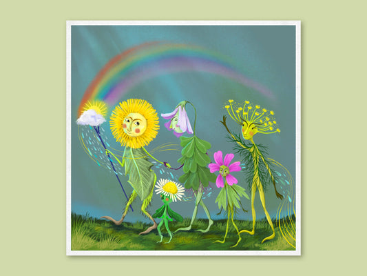 Art Print - Spring Parade  - Cute quirky illustration, wall art