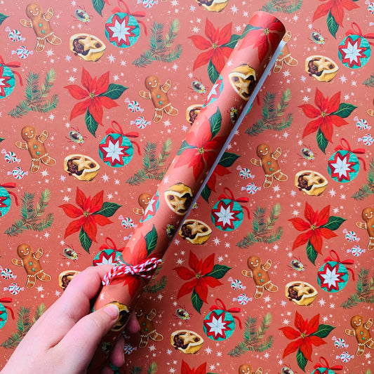 Anna Seed Art | Christmas Wrapping Paper - "Australian Christmas" (Red) - A2 flat sheet