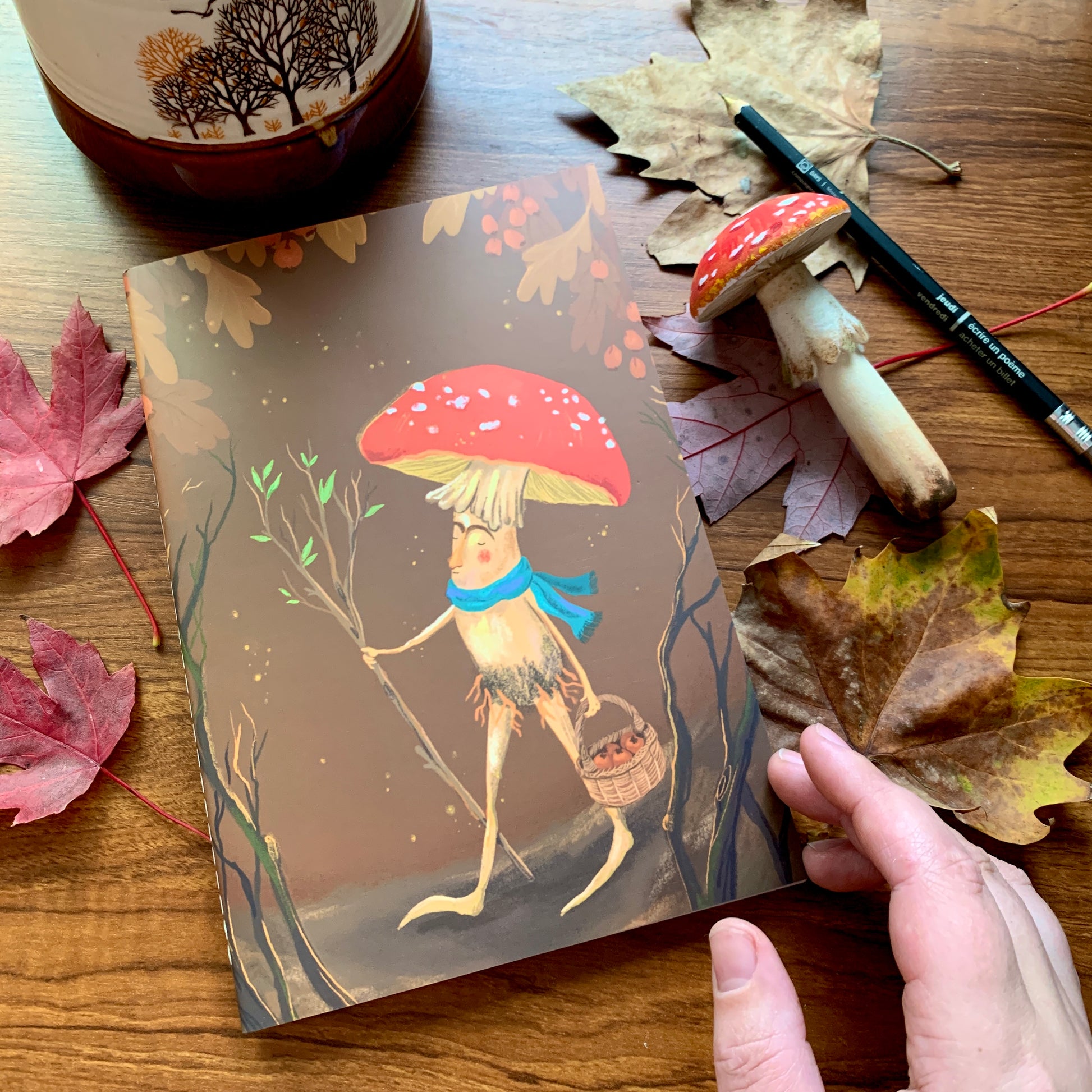 Anna Seed Art | Lined A5 Notebook - Mushroom Chap. Cute Stationery