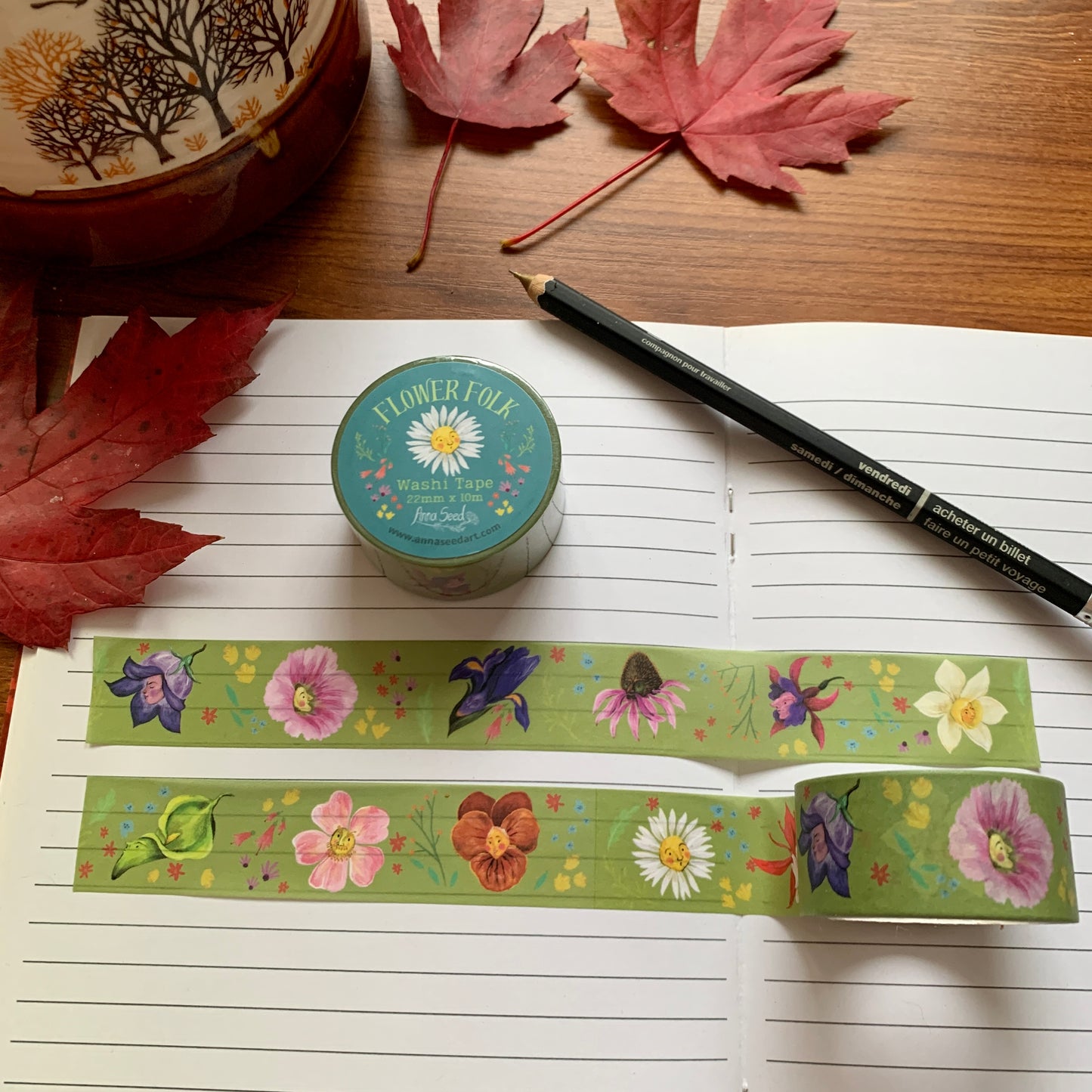 Anna Seed Art | Washi Tape - Flower Folk. Illustrated paper tape