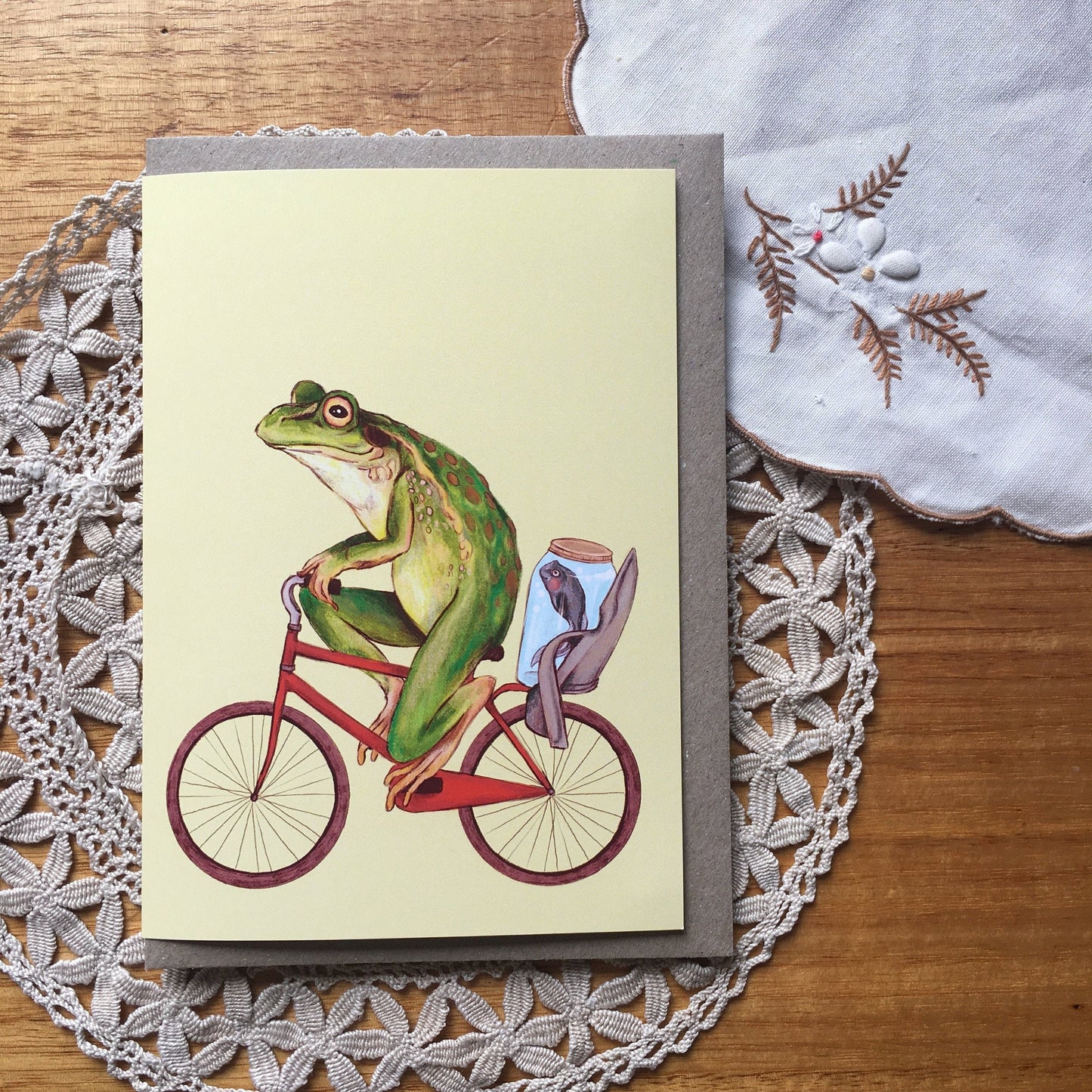Anna Seed Art | Greeting Card - Bicycle Frog. Fun illustration